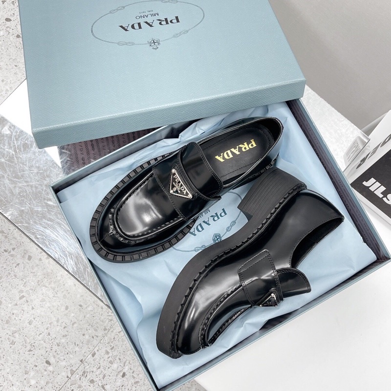 Giày oxford nữ da thật cao cấp thương hiệu Prada 2022