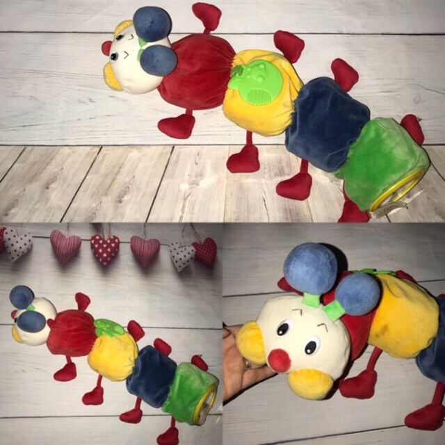 Sâu nhồi bông ngũ sắc leng keng cho bé 55cm