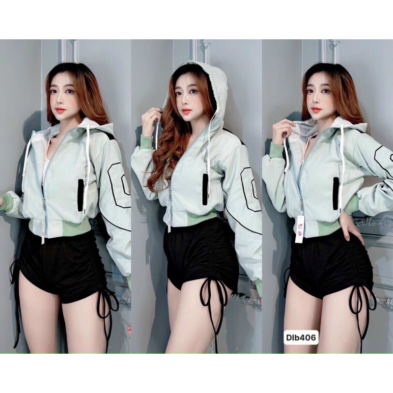 Áo khoác dù 2 lớp có nón from croptop - S8A