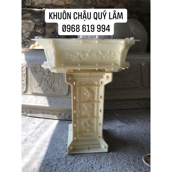 Khuôn đúc chậu chữ nhật vát góc 55x35x20 kèm chân đôn rồng phượng cao 56