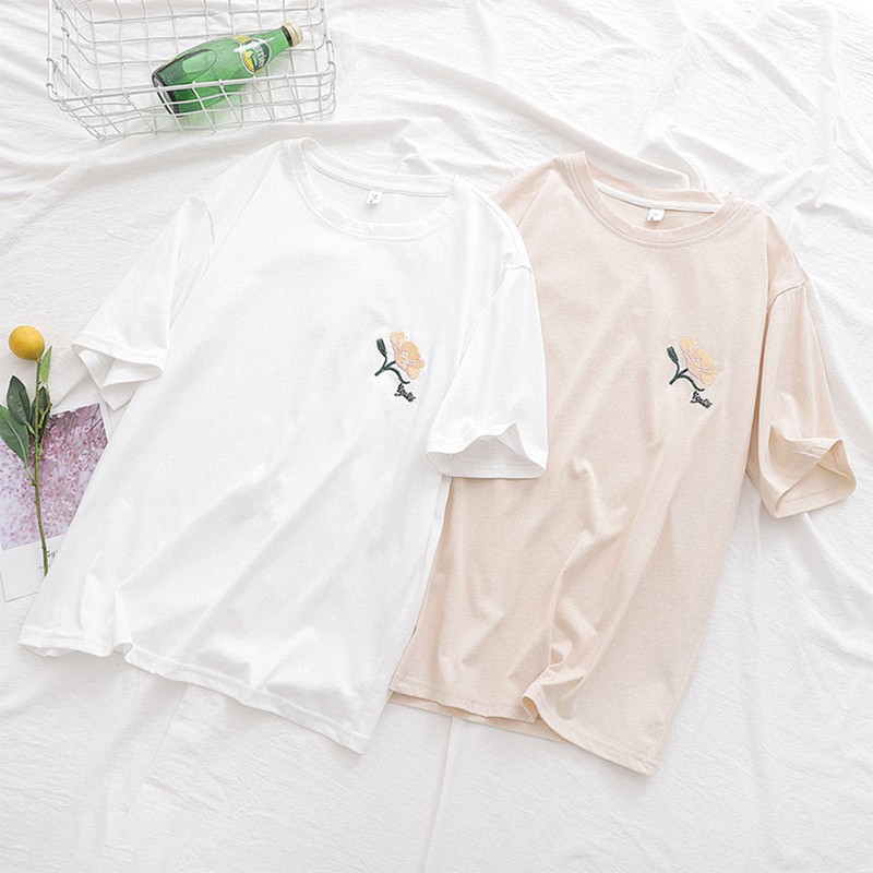 [ORDER] Áo thun cotton 100%, thêu hoa nổi - màu pastel tươi tắn , form rộng