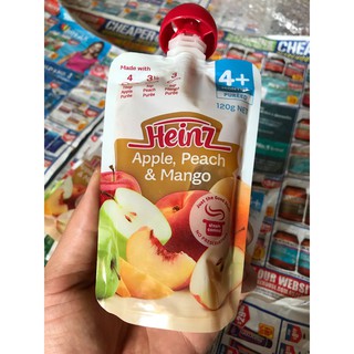 Váng sữa Heinz Apple Peach & Mango Pouch 120g cho bé từ 4 tháng tuổi