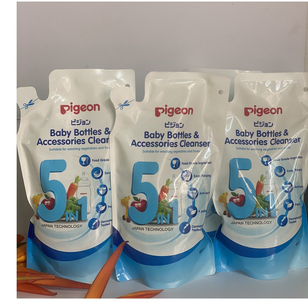 Nước rửa bình sữa, Dung Dịch Súc Rửa Bình Sữa &amp; Phụ Kiện Pigeon 200ml 450Ml/500ml, 700ml