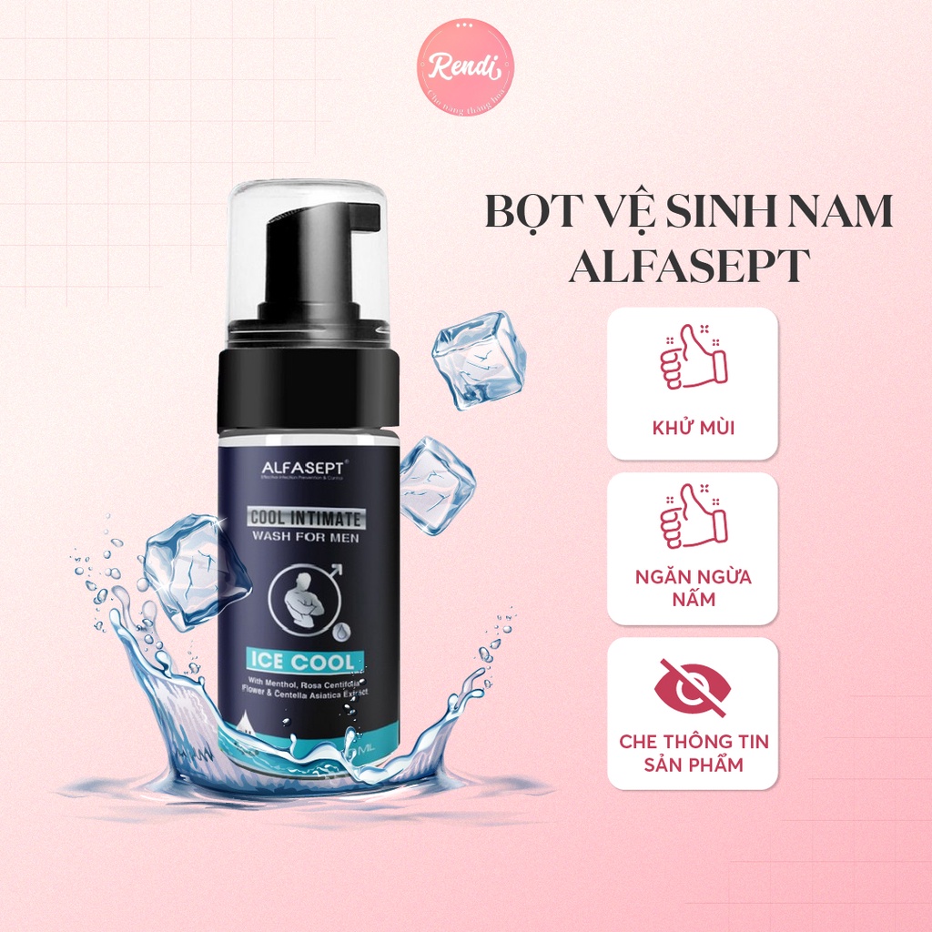 Bọt Vệ Sinh Nam ALFASEPT Intimate Wash For Men Giúp Làm Sạch Nhẹ Nhàng, Khử Mùi, Ngăn Ngừa Nấm Ngứa Lọ 100ml | Lalendi