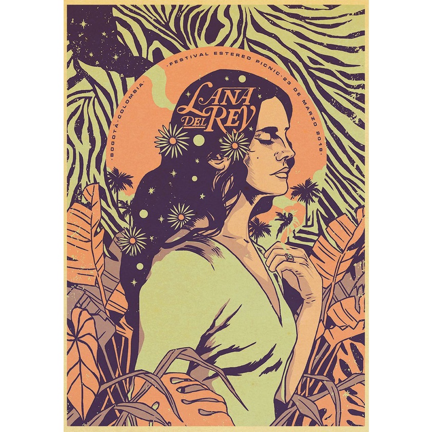 Ca sĩ nổi tiếng lana del rey áp phích cổ điển giấy kraft cho phòng ngủ tại nhà quán cà phê trang trí tường áp phích