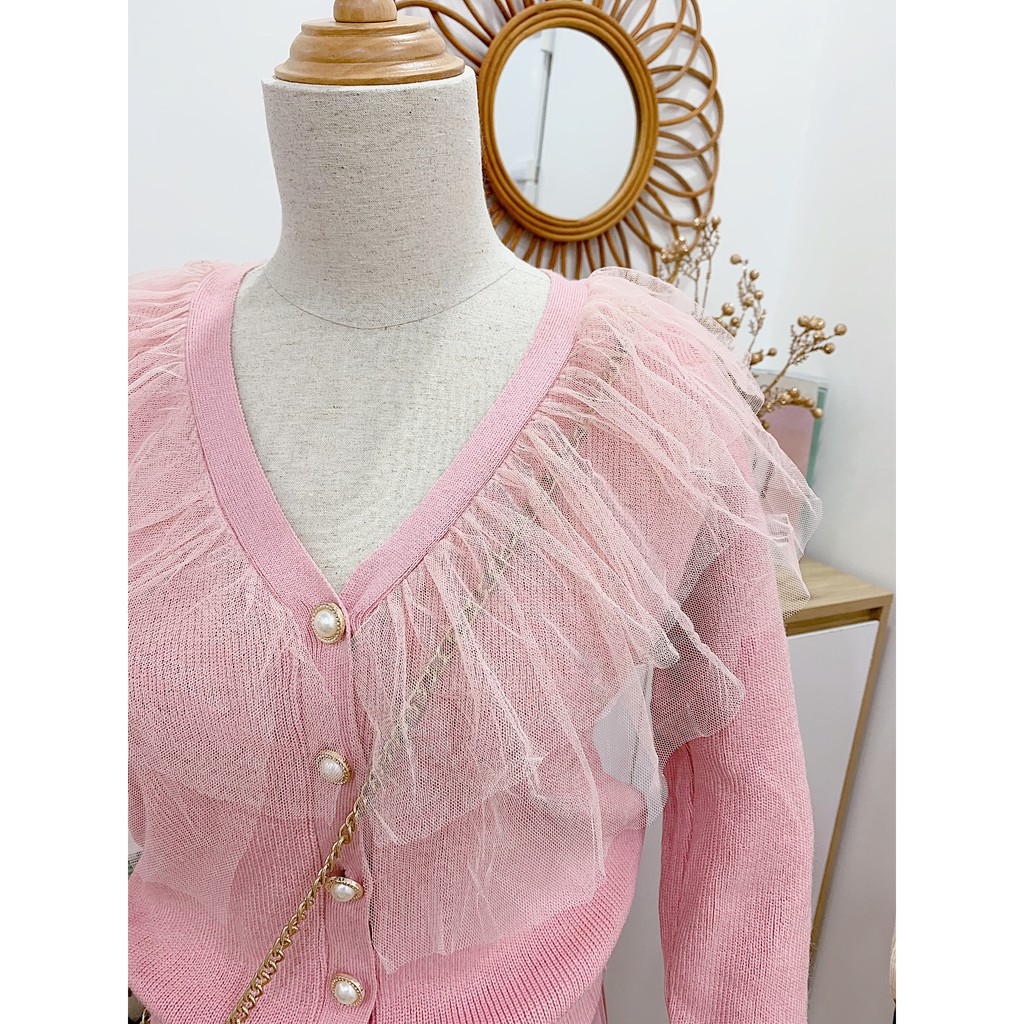 Set chân váy mix áo len nữ tính