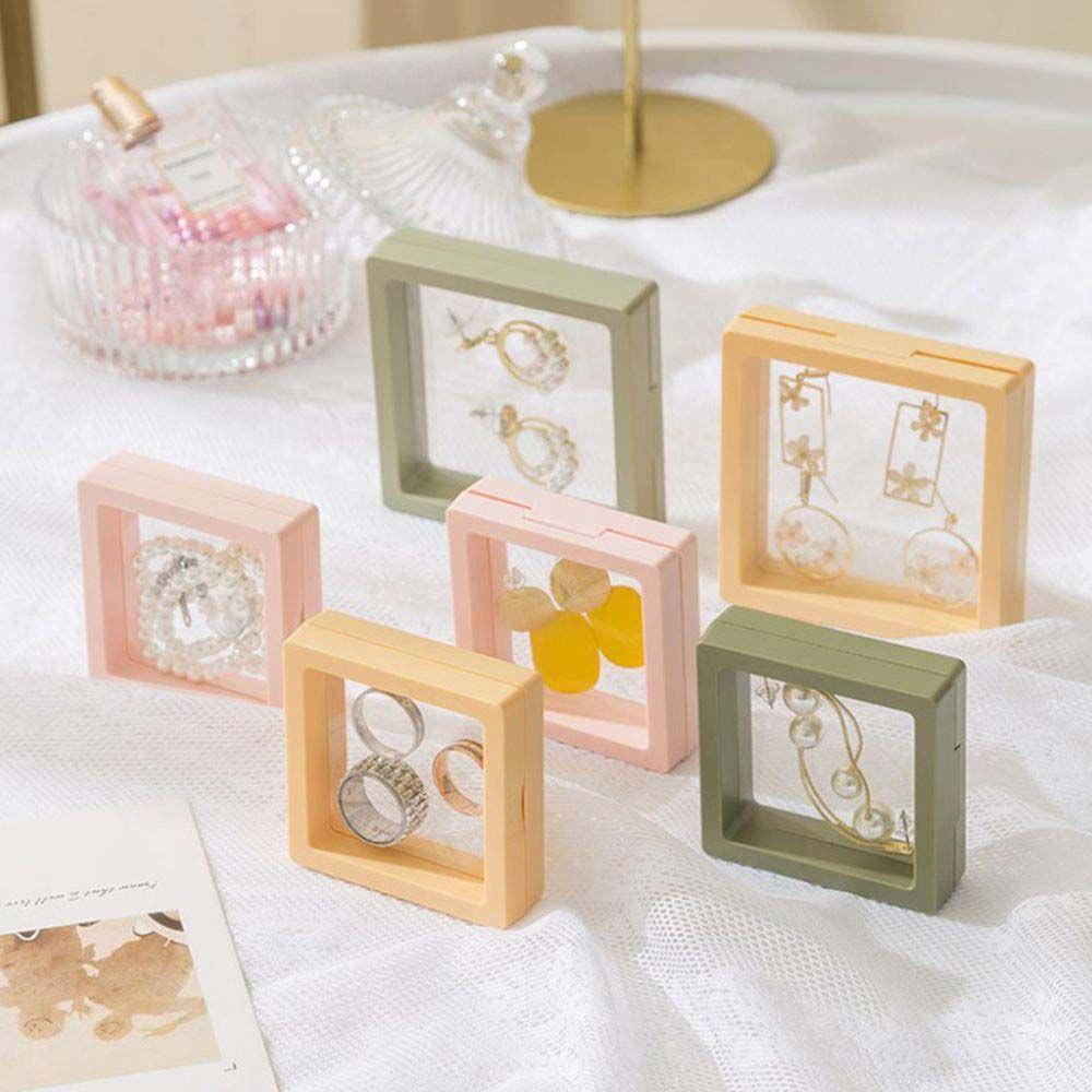 Hộp Đựng Trang Sức Bằng Nhựa Màu Sắc Trơn Chống Bụi Cho Nữ