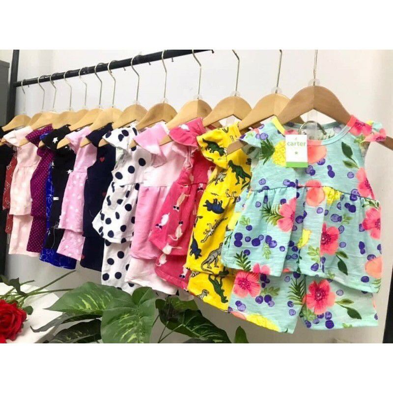 BỘ CÁNH TIÊN VẠT BABYDOLL CHẤT COTTON NHIỀU HOẠ TIẾT CHO BÉ 7-17KG | VIDEO THẬT| SHOP BEECOW