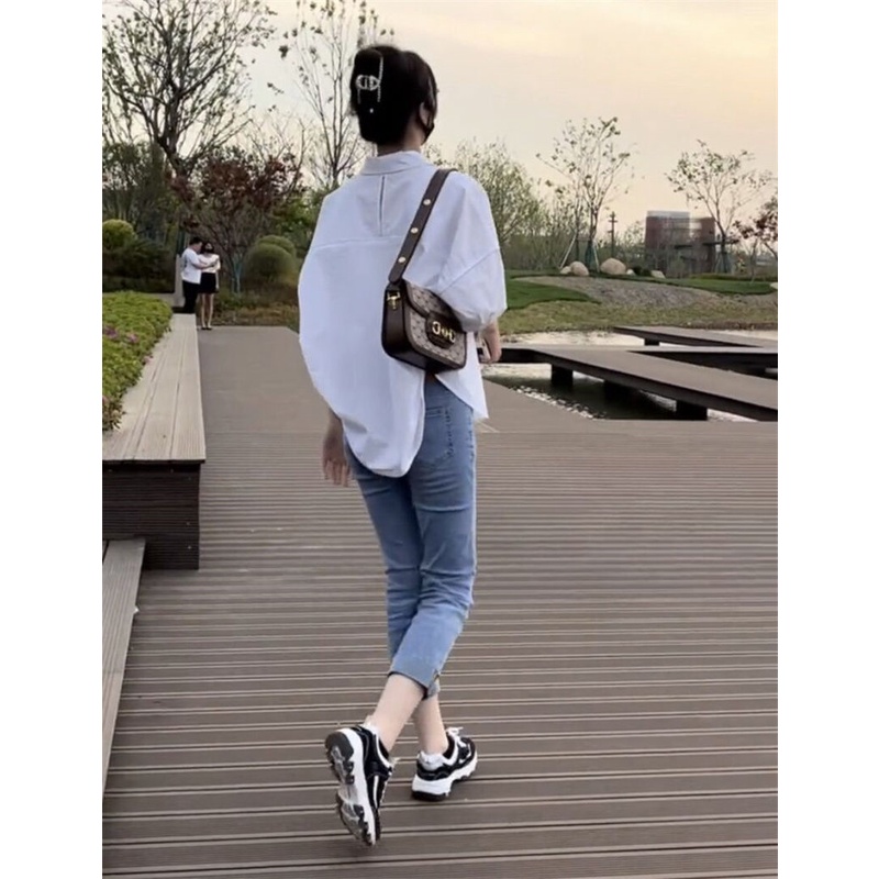 AMOI Áo Sơ Mi Cotton Mỏng Tay Lỡ Dáng Rộng Thời Trang Dành Cho Nữ 2022