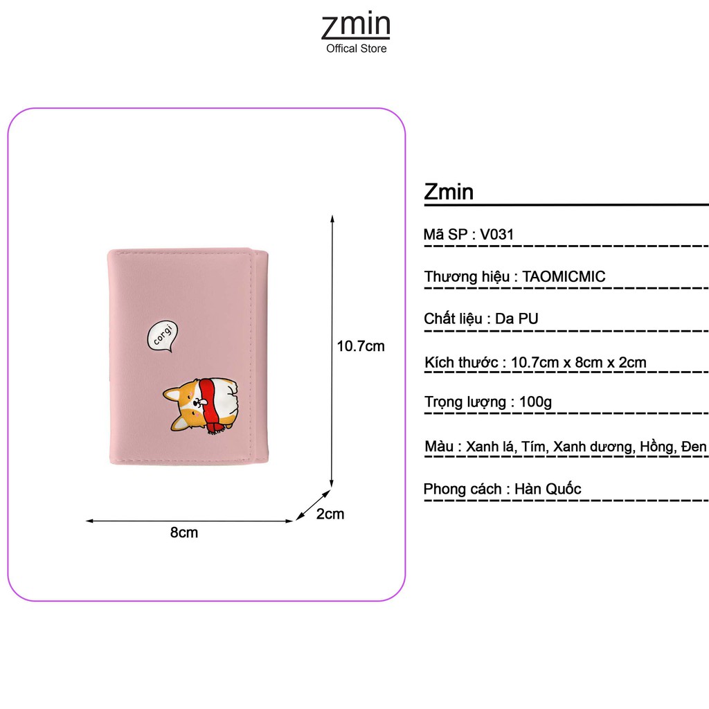 Ví bóp nữ mini cầm tay Zmin, chất liệu cao cấp có thể bỏ túi - V031