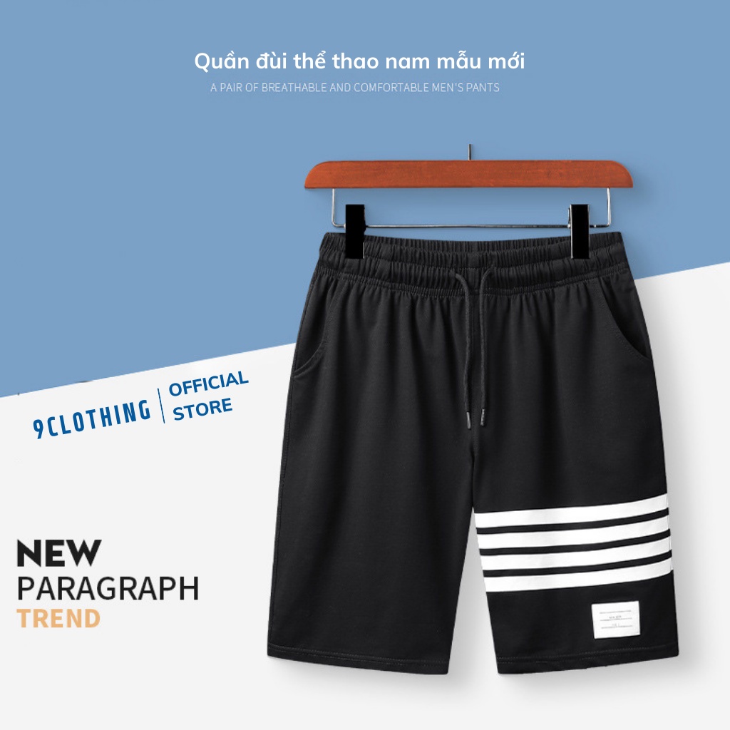 Quần đùi nam dáng thể thao Quần short nam 3 sọc chất liệu co giãn thoáng mát mùa hè hàng order nội địa 9CLOTHING