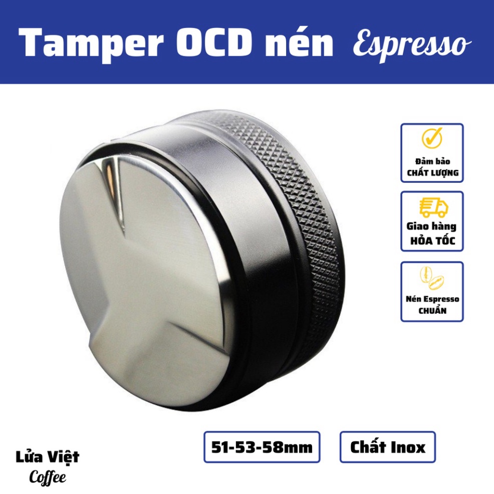 OCD gạt cà phê Mặt Chia 3 tamper Nén cà phê Espresso Cao Cấp Inox 304 phù hợp tay nén cafe pha máy đường kính 58mm