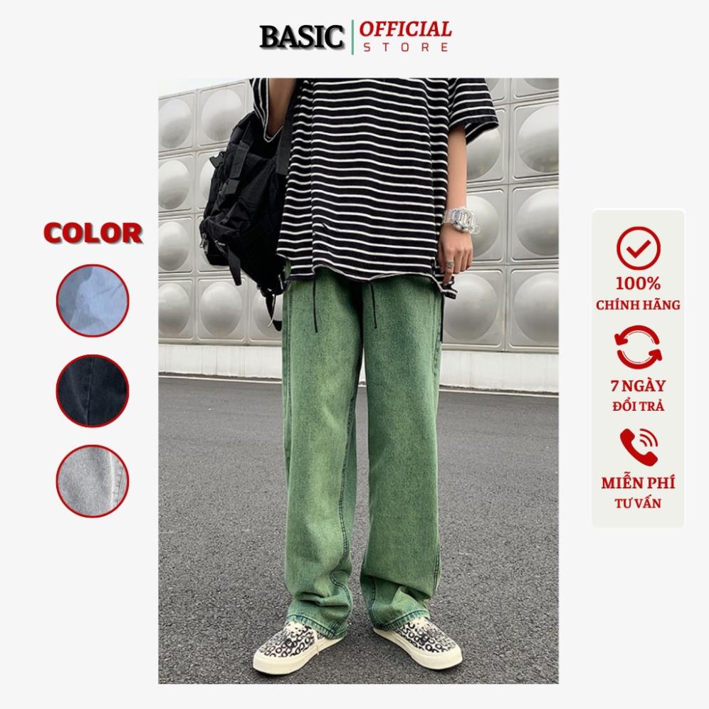 Quần jean nam xanh rêu BASIC baggy ống suông rộng mã XR-01 phong cách Hàn Quốc 2022 *