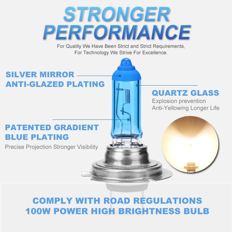 Set 2 Đèn Pha Halogen 100W H1 H7 H4 H8 H11 9005 HB3 9006 HB4 5000K Thay Thế Cho Xe Hơi