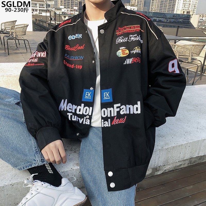 Áo khoác bomber jacket varsity kaki nam nữ in hình + chữ cực chất phong cách Unisex