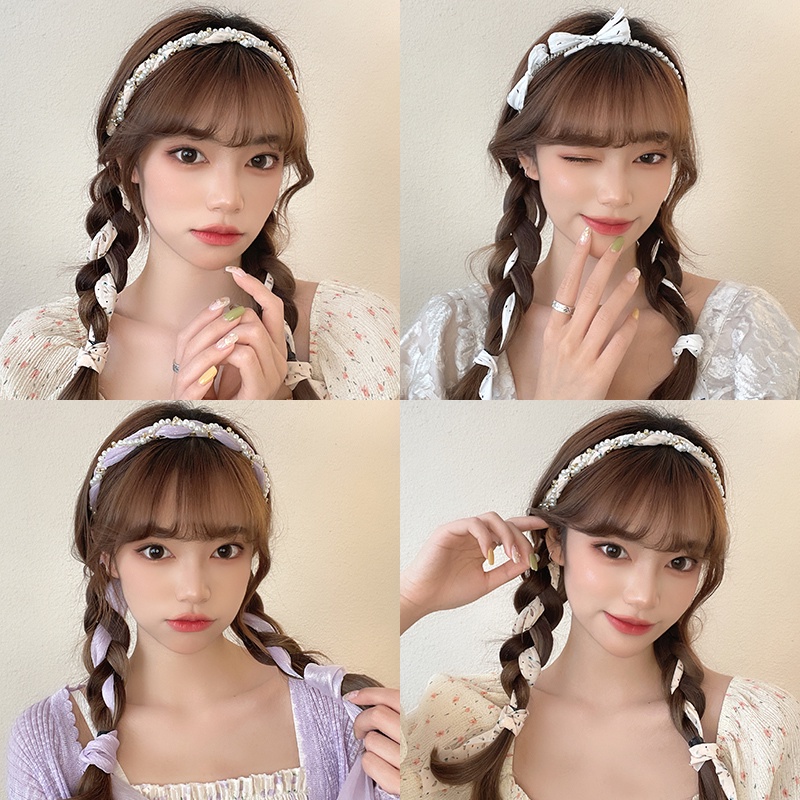 Băng Đô Bện Dây Phối Tua Rua Phong Cách Hàn Quốc