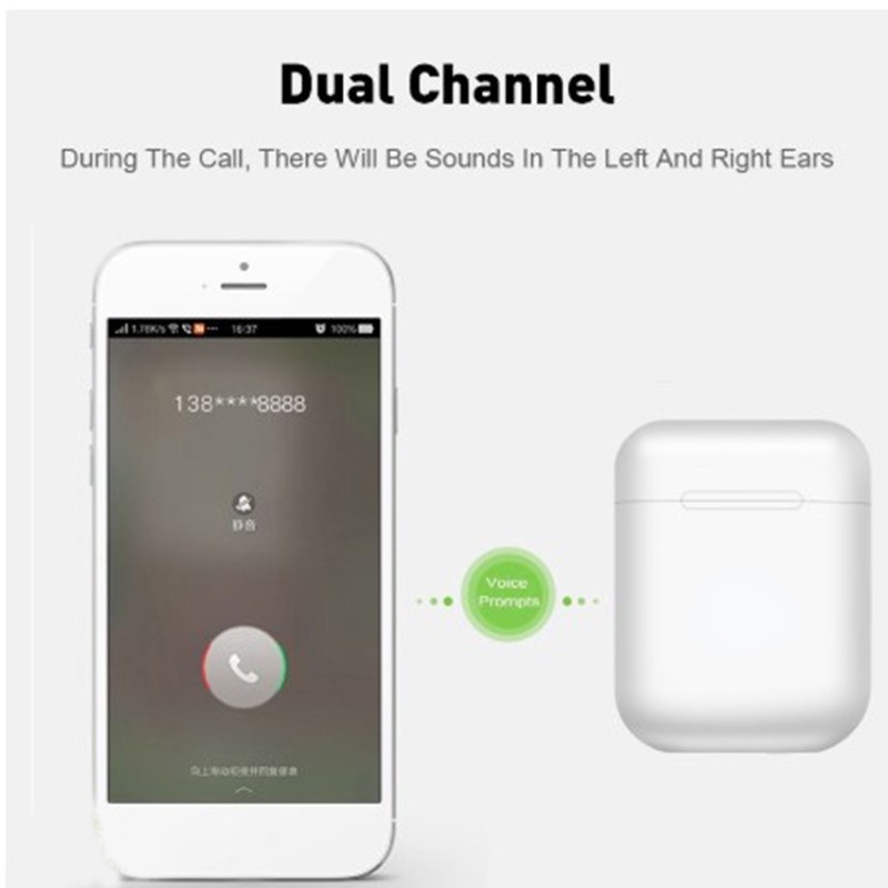 Tai Nghe Bluetooth 5.0 Không Dây i12 Tws Có Micro Cho Android iOS