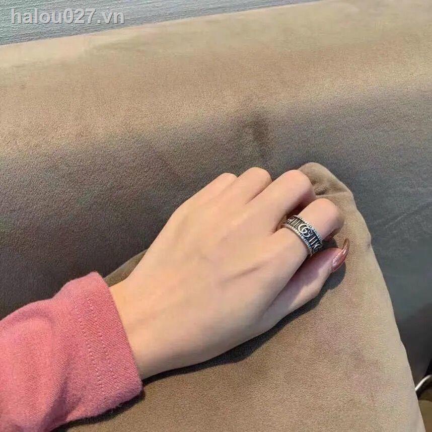 Nhẫn Đôi Khắc Chữ Gucci Mạ Bạc 925 Không Phai Chất Lượng Cao