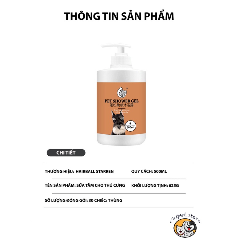 Sữa tắm chó mèo PET SHOWER GEL,chiết xuất tự nhiên giúp khử mùi ,diệt khuẩn,lưu hương