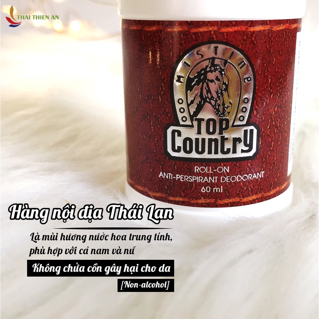 Lăn khử mùi cơ thể hương nước hoa cổ điển TOP COUNTRY Thái Lan 60ml - chai