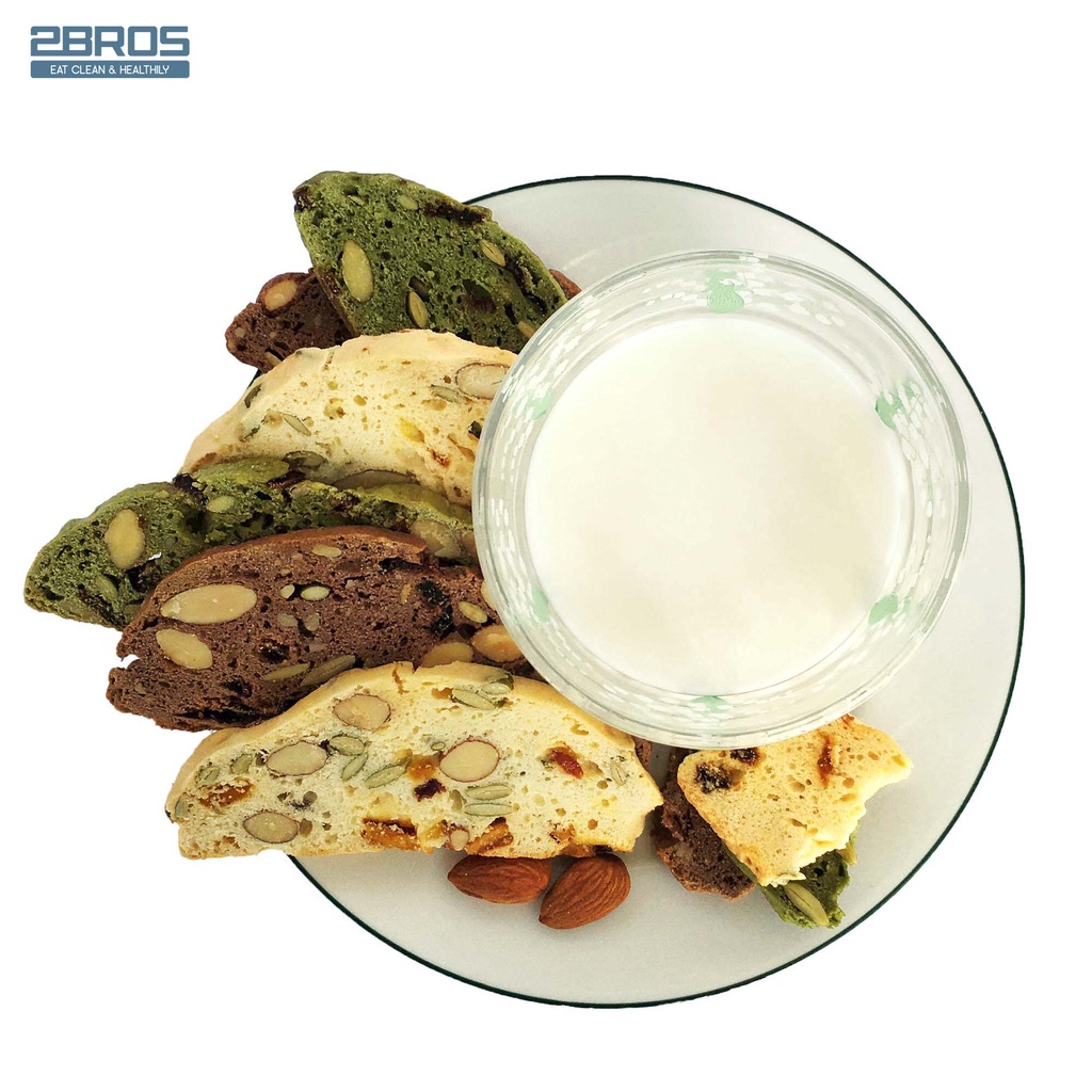 Bánh Biscotti mix 3 vị - Bánh ăn kiêng không đường 2Bros - Dành cho người ăn kiêng, giảm cân, tiểu đường. | BigBuy360 - bigbuy360.vn