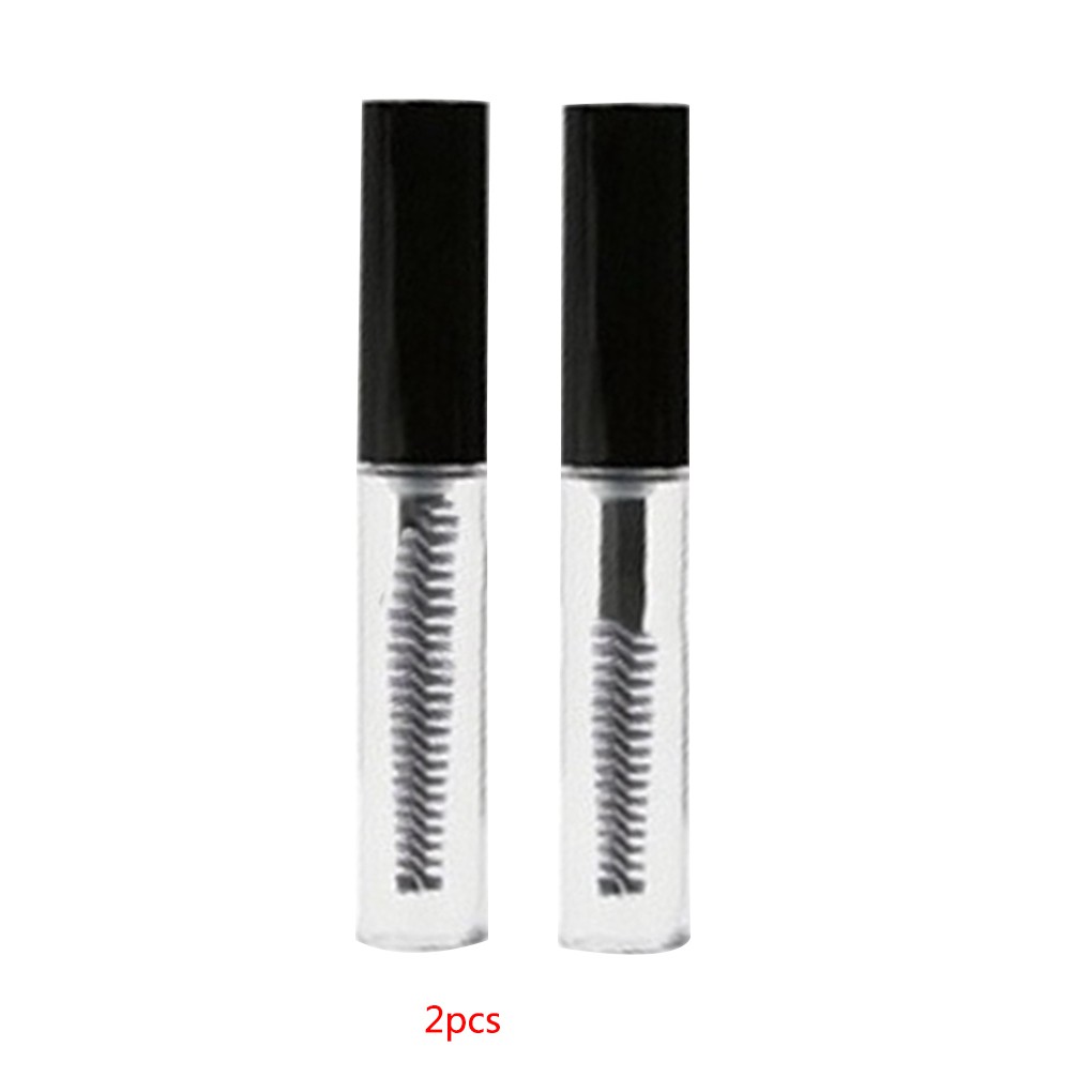 [Hàng mới về] Set 2 lọ tròn rỗng bằng nhựa PETG kèm cọ mascara trang điểm tiện lợi