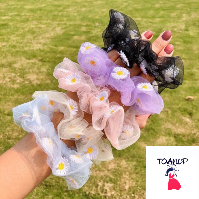 Chun buộc tóc scrunchies vải von cực xinh
