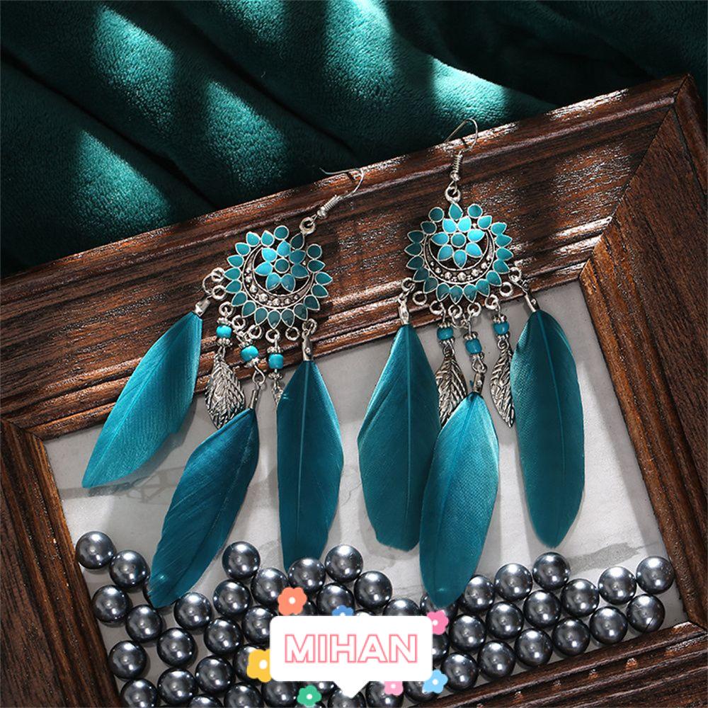 Bông Tai Dáng Dài Phối Lông Vũ Phong Cách Bohemian Thời Trang Cho Nữ MIHAN1