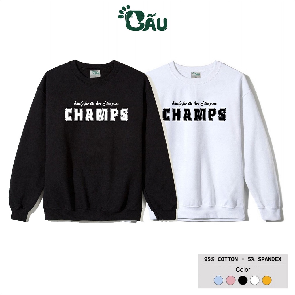 Áo sweater GẤU 194 vải thu đông co dãn, dày dặn mềm mịn form rộng phong cách Unisex - SW Champs