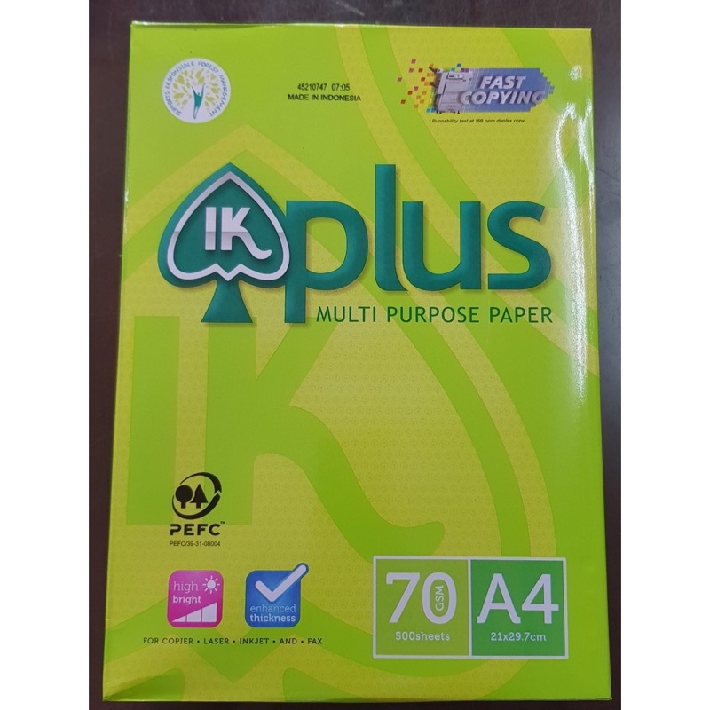 Giấy photo A4 IK plus định lượng 70gsm