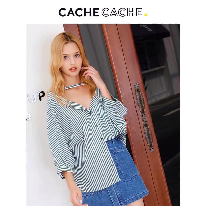 Áo sơ mi Cache Cache kẻ xanh