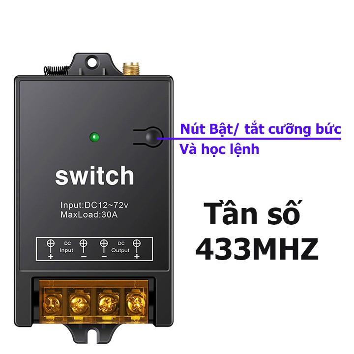 BỘ CÔNG TẮC ĐIỀU KHIỂN TỪ XA 12V 24v 36v 48v 72V/DC/ 30A lắp xe điện, bình ắc quy