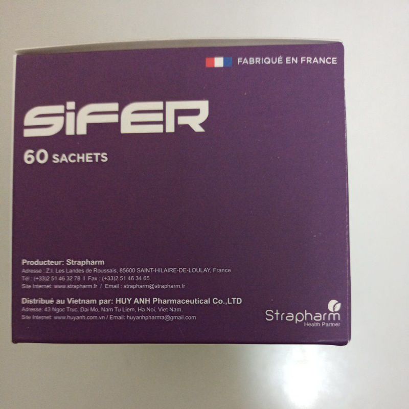 Thực phẩm bổ sung sắt, không gây táo bón Sifer hộp 60 gói.sắt hữu cơ sinh học