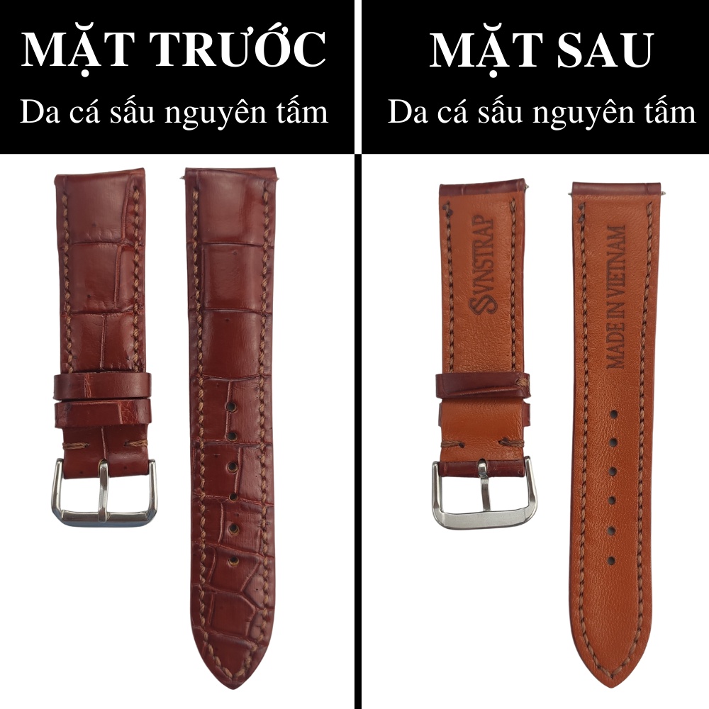 Dây da đồng hồ handmade da cá sấu