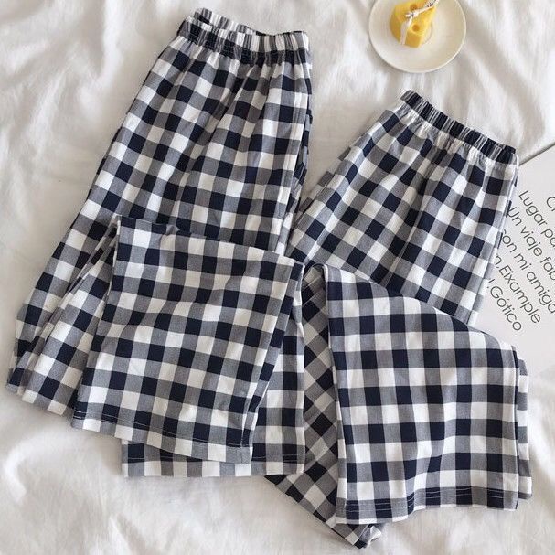 Quần Ngủ 100% Cotton Co Giãn Size Lớn Họa Tiết Sọc Caro Thời Trang Cho Nữ