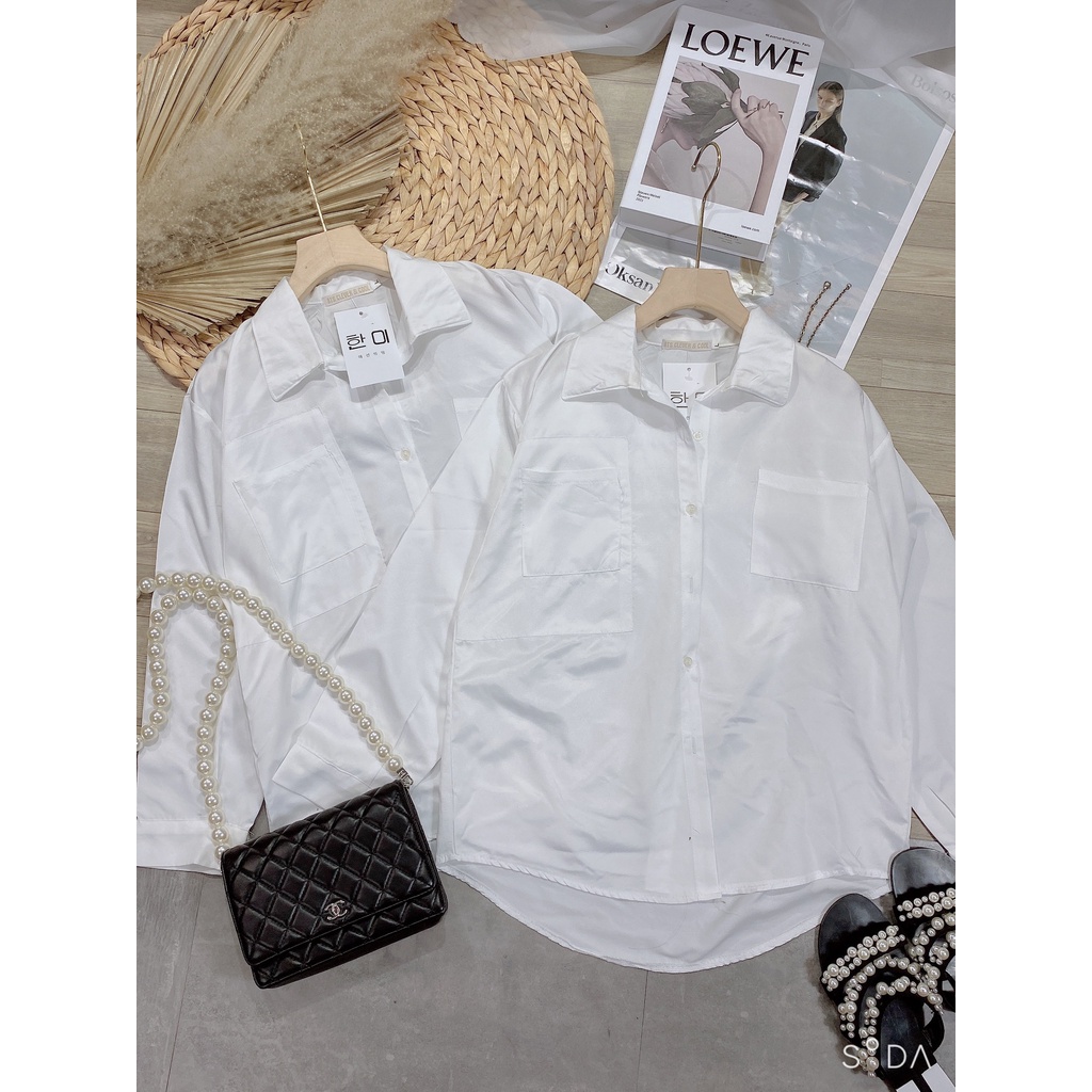 Áo sơ mi trắng túi ngực đuôi tôm💖HÀNG CHUẨN💖 phong cách thanh lịch, dễ mix đồ AVN | BigBuy360 - bigbuy360.vn