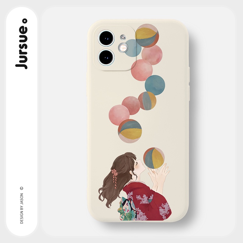 Ốp lưng JURSUE silicon mềm hình dễ thương đẹp cho iPhone 13 12 11 Pro Max SE 2020 X XR XS ip 8 7 6 6S Plus kute Y247