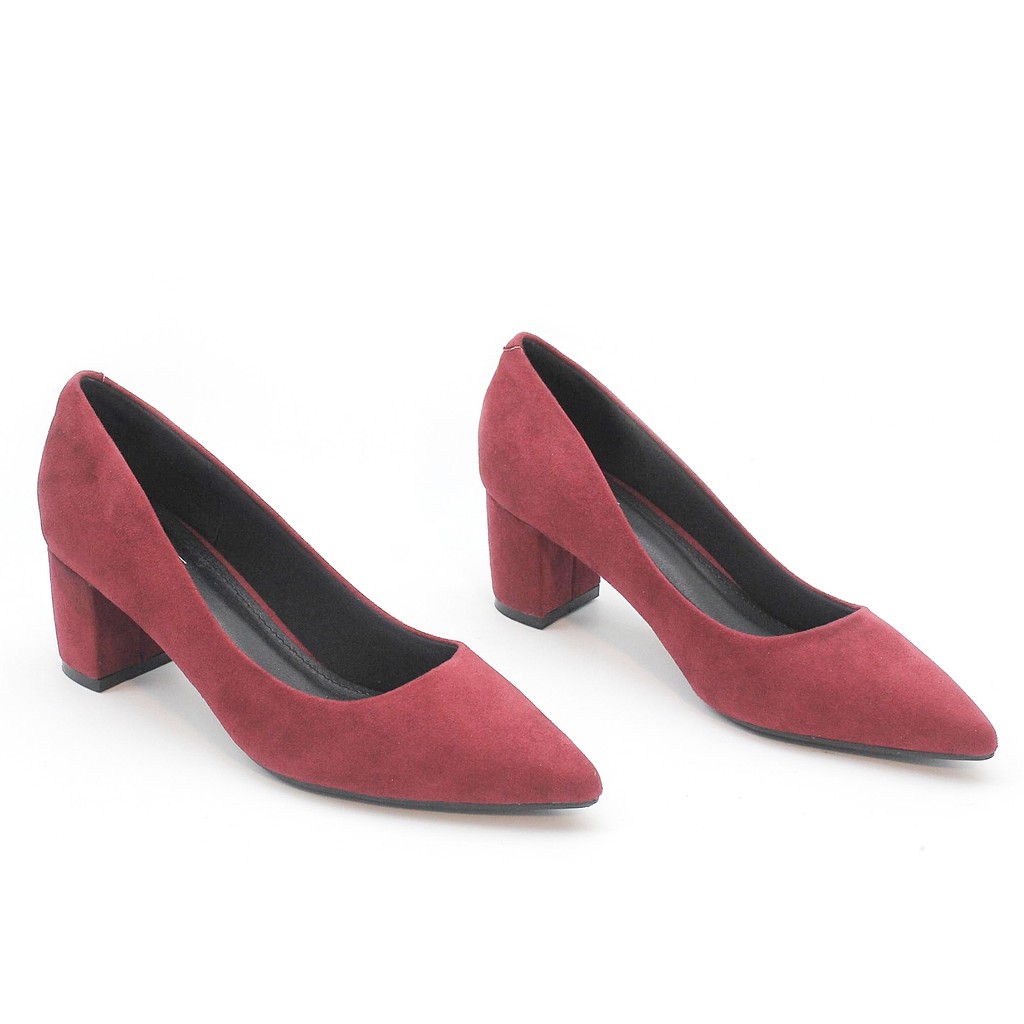 Giày Cao Gót 5cm Đế Vuông Nhung Da Lộn Basic P367