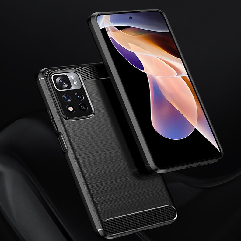 Ốp lưng dẻo Xiaomi Redmi Note 11, Note 11s, Note 11 Pro, Note 11 Pro 5G vân cacbon chống sốc, chống vân tay Rugger Amor