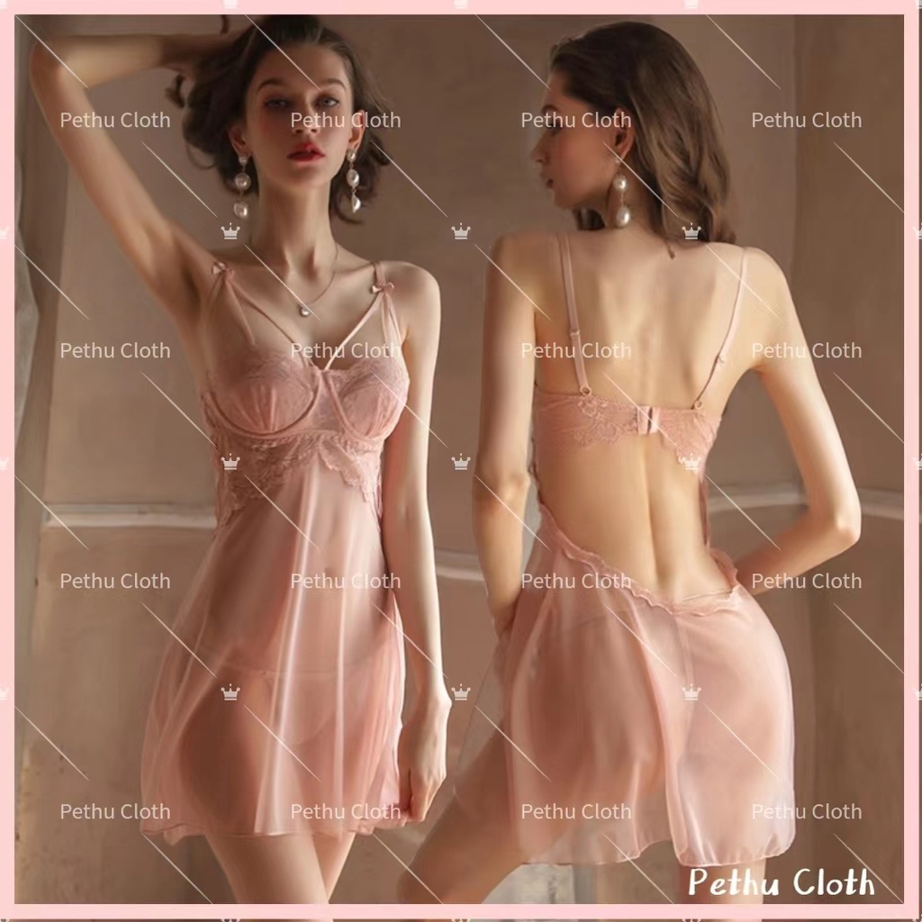 （Giao hàng bảo mật）Có mút+có gọngĐồ ngủ sexy nữ2 dây ren cho nữ kèm chip quyến rũ hở lưng khiêu 40-65kg--030