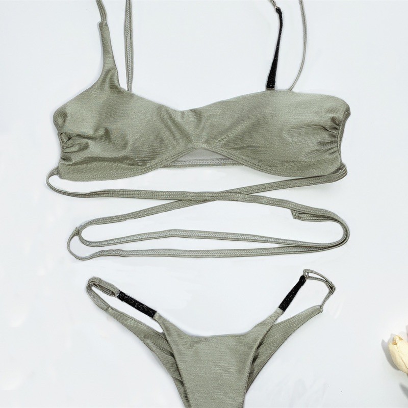 [BKN1138] &lt;ÂU&gt; SET BIKINI ÁNH NHŨ XANH MINT QUẦN THONG/LỌT KHE (CHUN MÔNG)