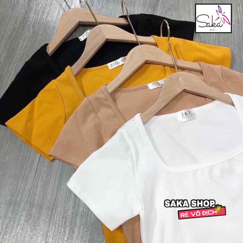 Áo thun cổ chữ U tôn dáng 4 màu sắc