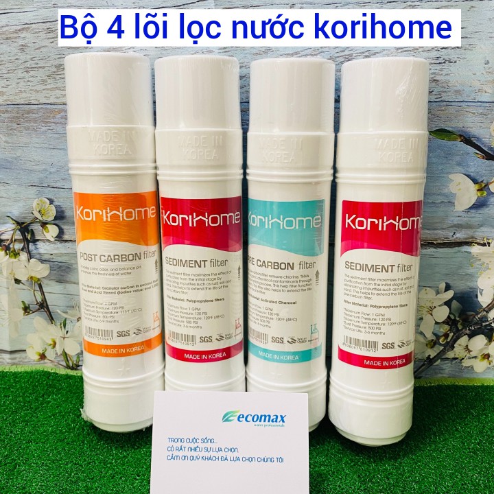 Combo 4 lõi lọc nước korihome , bộ 4 lõi lọc nước 1234 korihome