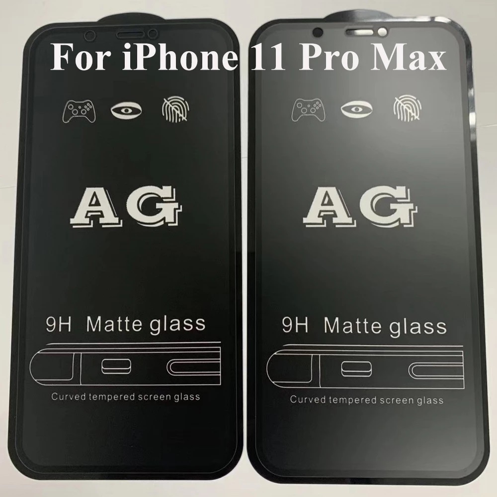 Kính cường lục AG nhám chống vân tay iPhone 6 7 8 Plus X 11 12 13 Pro Max 3 3D độ cứng 9H dày 0.2mm bảo vệ mắt