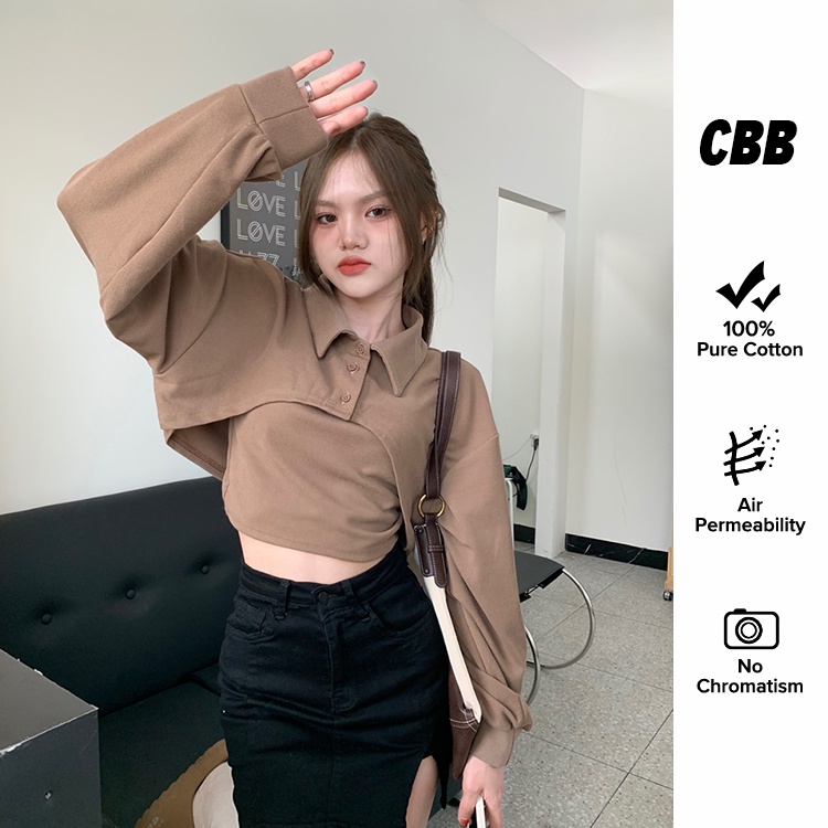 Porozi  Set áo kiểu hai dây và áo polo tay dài cổ bẻ độc đáo thời trang dành cho nữ