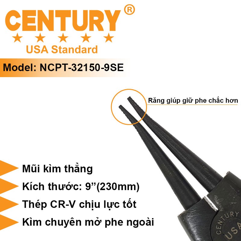 Kìm Mở Phe 9" (230mm) Ra Thẳng Century - NCPT-32150-9SE