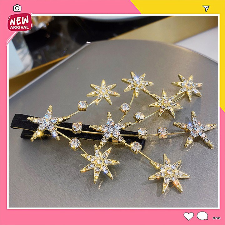 Kẹp Tóc Nữ Thiết Kế Hình Ngôi Sao Đính Đá Phong Cách Hàn Quốc