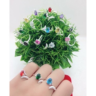 Nhẫn hồ ly đủ màu đá bạc đẹp