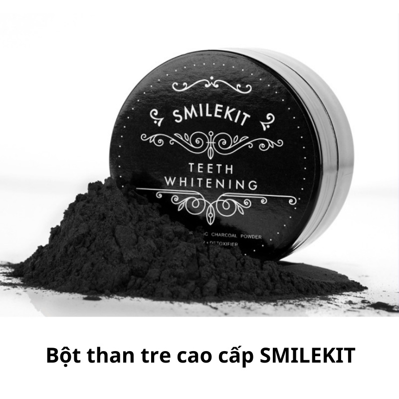 Bột than tre trắng răng SMILEKIT  TEETH WHITENING - Bột than tre trắng răng tự nhiên, lành tính sử dụng hàng ngày