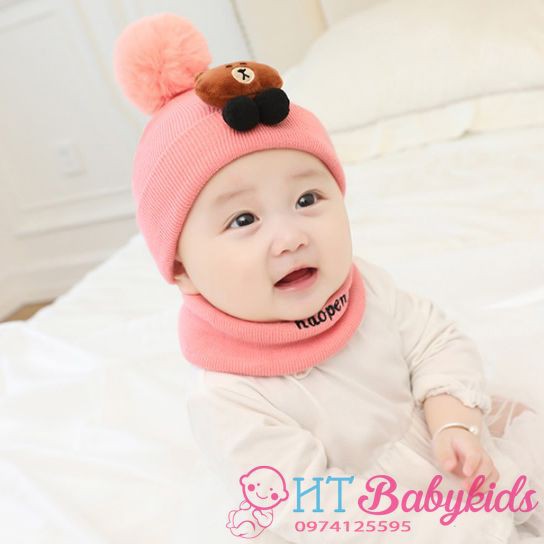 Set Mũ Len Cho Bé Hình Gấu Siêu Đáng Yêu [ SIÊU RẺ ] [ CAM KẾT HÀI LÒNG 100% ]